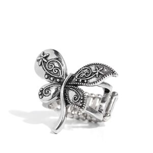 Elegant Silver Butterfly Ring Animated Amusement Oversized Fashion Jewelry